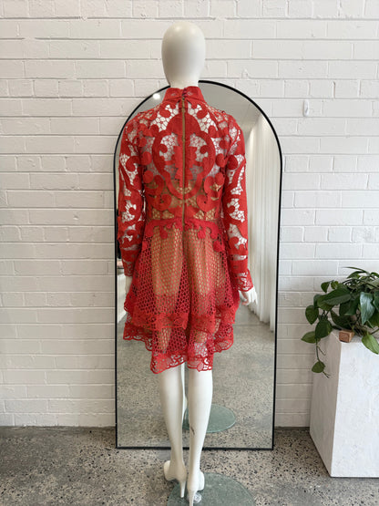 Thurley Red Rose Ceremony Mini Dress - Size 12