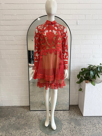 Thurley Red Rose Ceremony Mini Dress - Size 12