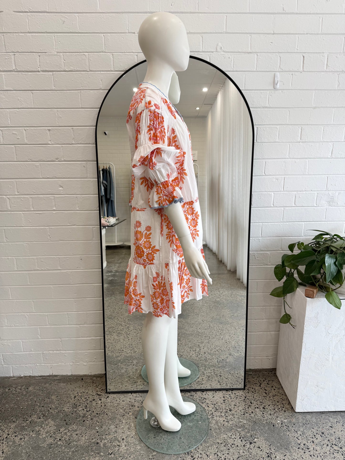 Boteh White Petale Mini Smock Dress - Size 4 (14)