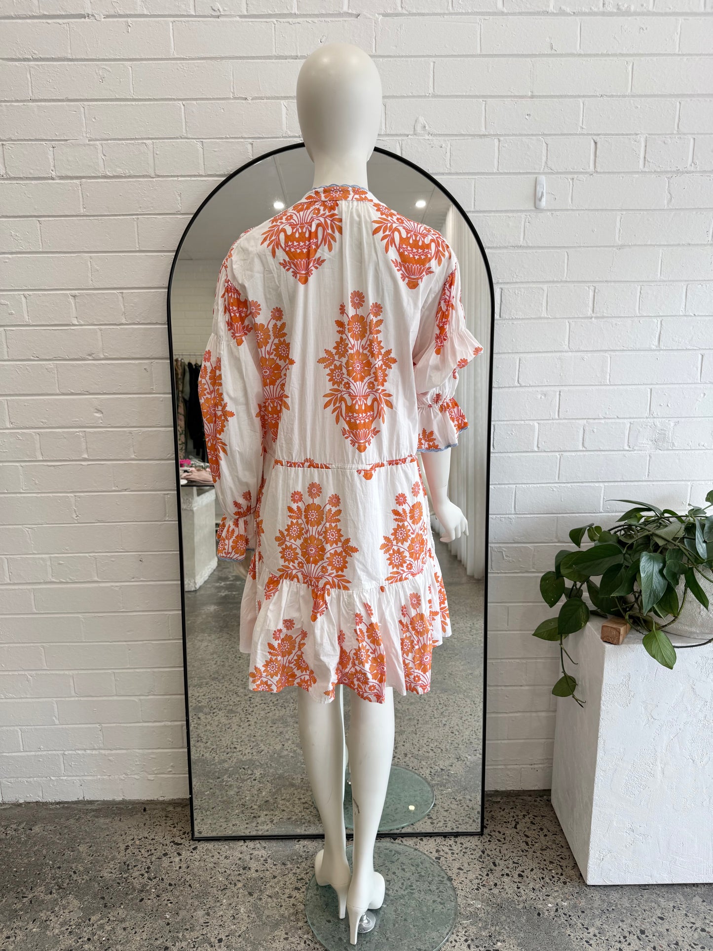 Boteh White Petale Mini Smock Dress - Size 4 (14)