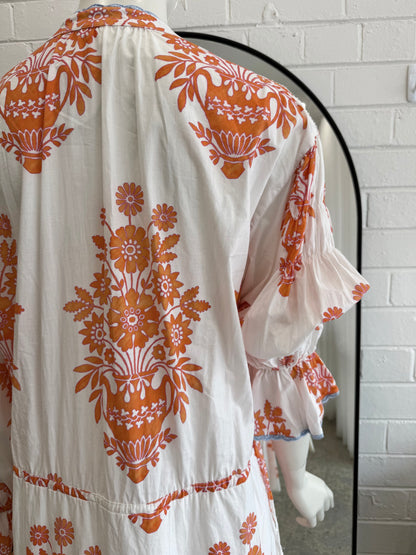 Boteh White Petale Mini Smock Dress - Size 4 (14)