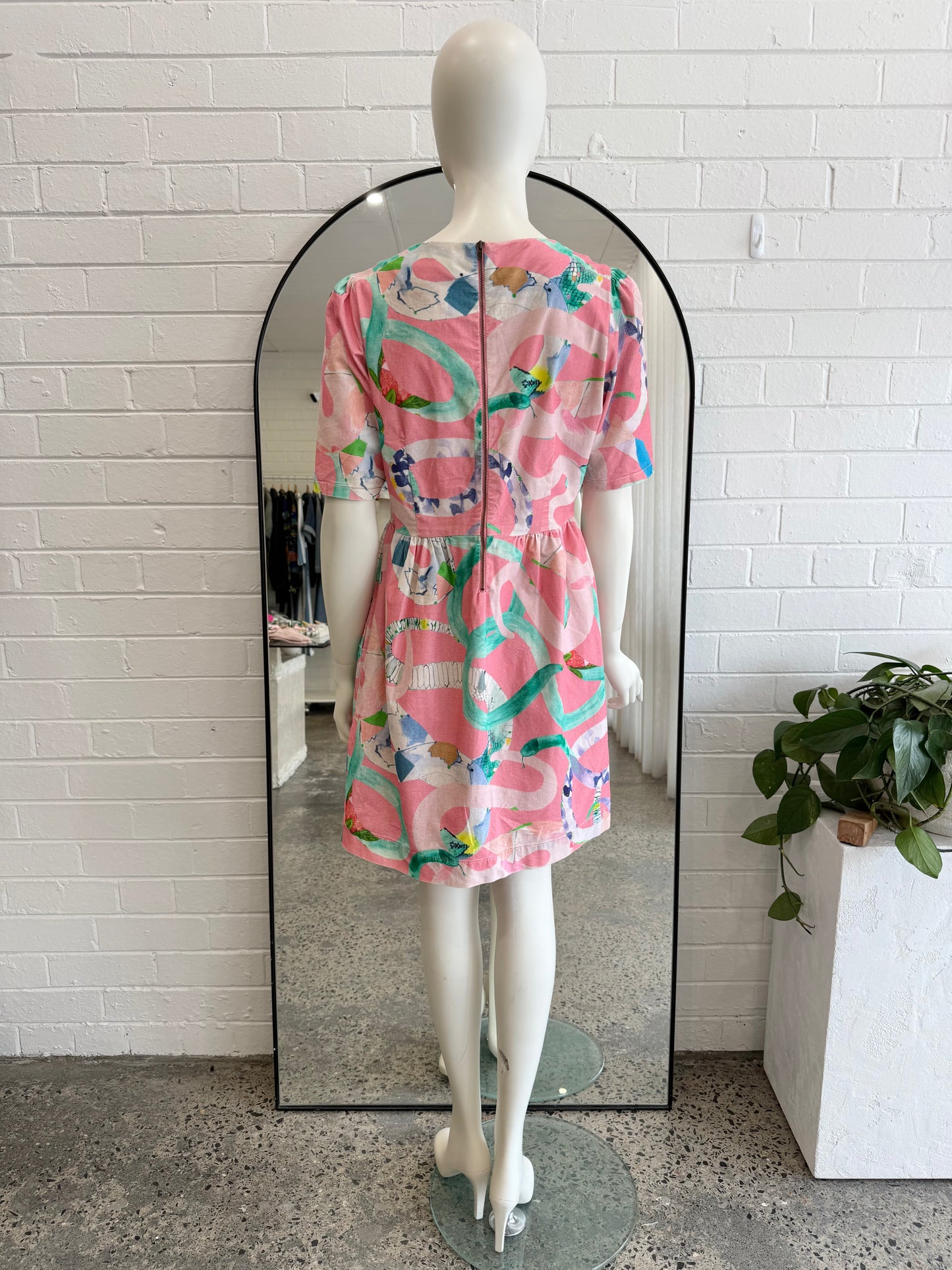 Gorman x Miranda Skoczek Pink Snakes Alive Midi Dress - Size 12