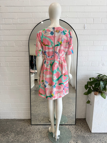 Gorman x Miranda Skoczek Pink Snakes Alive Midi Dress - Size 12