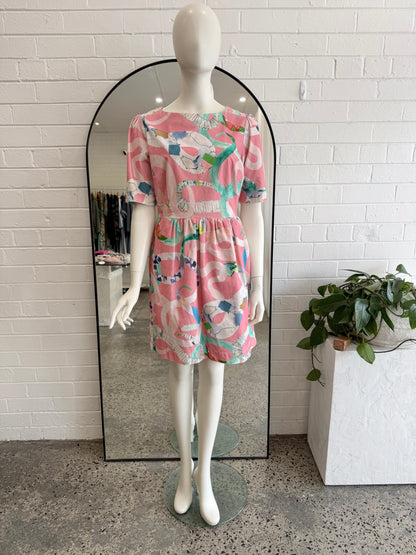 Gorman x Miranda Skoczek Pink Snakes Alive Midi Dress - Size 12