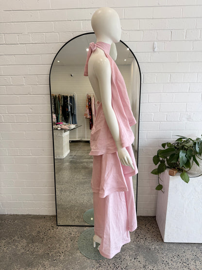 Peter Bill Pink Kimberley Halterneck Dress - Size M