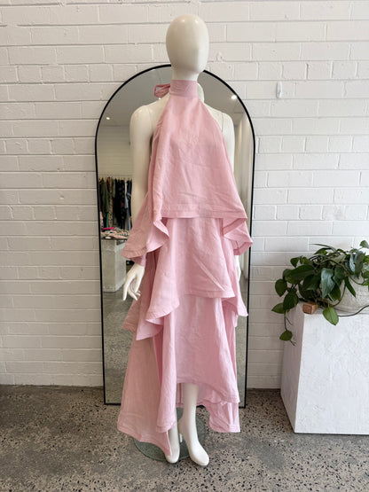 Peter Bill Pink Kimberley Halterneck Dress - Size M