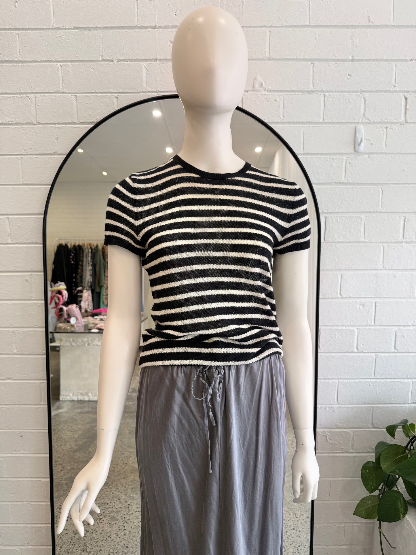Polo Ralph Lauren Black and Cream Lace Sheer Tee - Size S