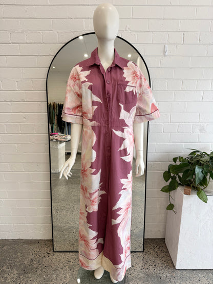 Leo Lin Lily Print Tailored Jumpsuit - Size 14