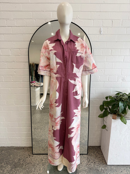Leo Lin Lily Print Tailored Jumpsuit - Size 14