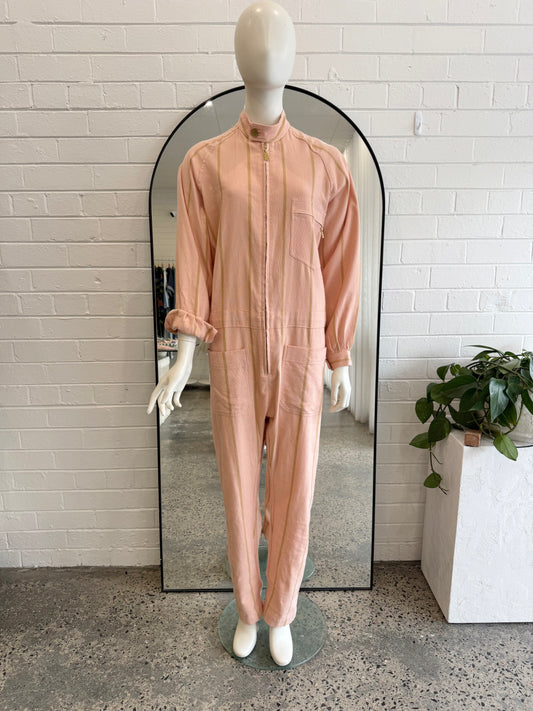 Lucy Folk Peach Stripe Boilersuit - Size L (12 - 14)