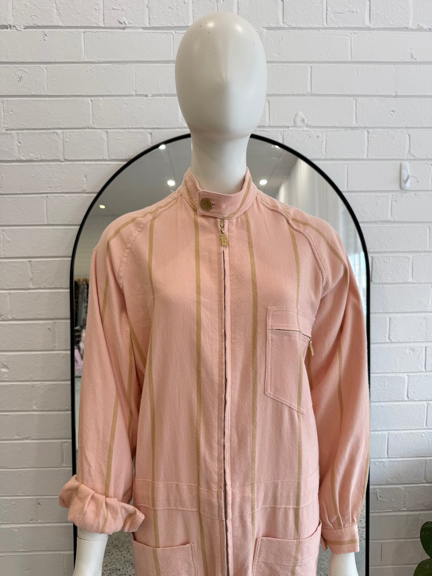 Lucy Folk Peach Stripe Boilersuit - Size L (12 - 14)