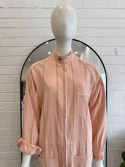 Lucy Folk Peach Stripe Boilersuit - Size L (12 - 14)