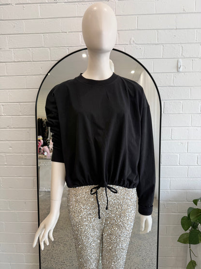 Never Fully Dressed Silver Sequin Flare Trousers - Size 14