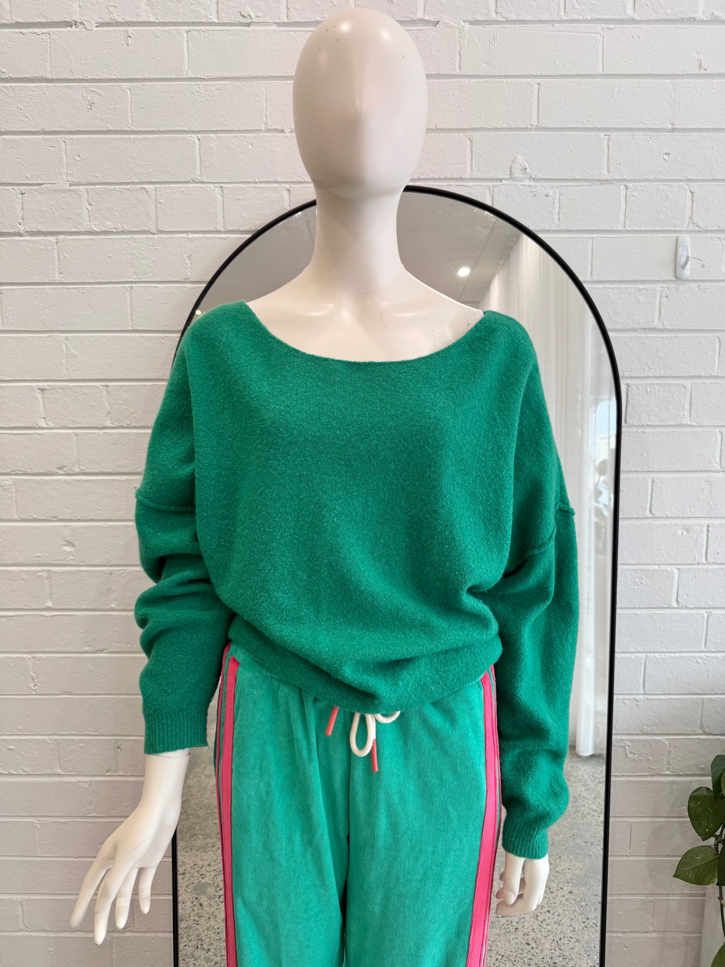 American Vintage Green Wool Blend Knit Jumper - Size M/L (12 - 14)