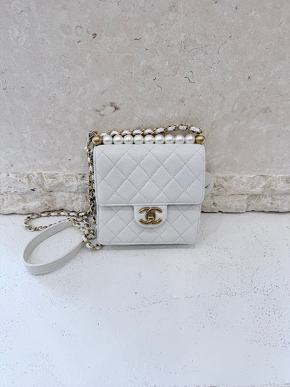 Chanel White Chic Pearls Flap Bag