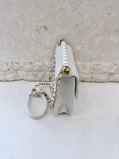 Chanel White Chic Pearls Flap Bag