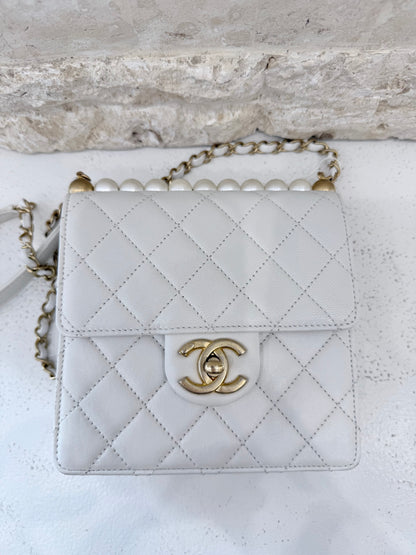 Chanel White Chic Pearls Flap Bag