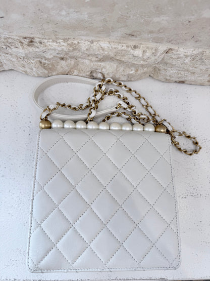 Chanel White Chic Pearls Flap Bag