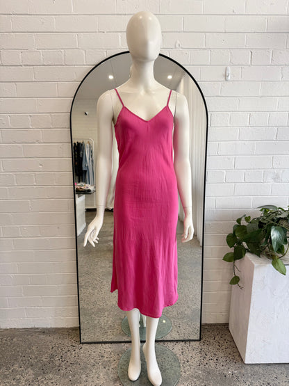 Silk Laundry Hot Pink Long Slip Dress - Size S