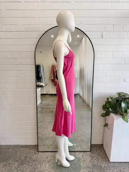 Silk Laundry Hot Pink Long Slip Dress - Size S
