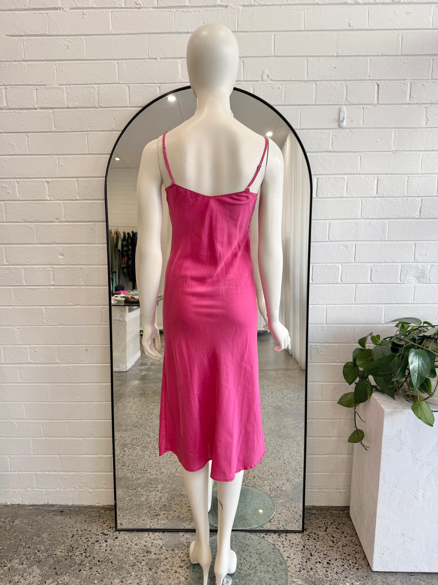 Silk Laundry Hot Pink Long Slip Dress - Size S