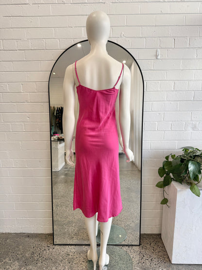 Silk Laundry Hot Pink Long Slip Dress - Size S