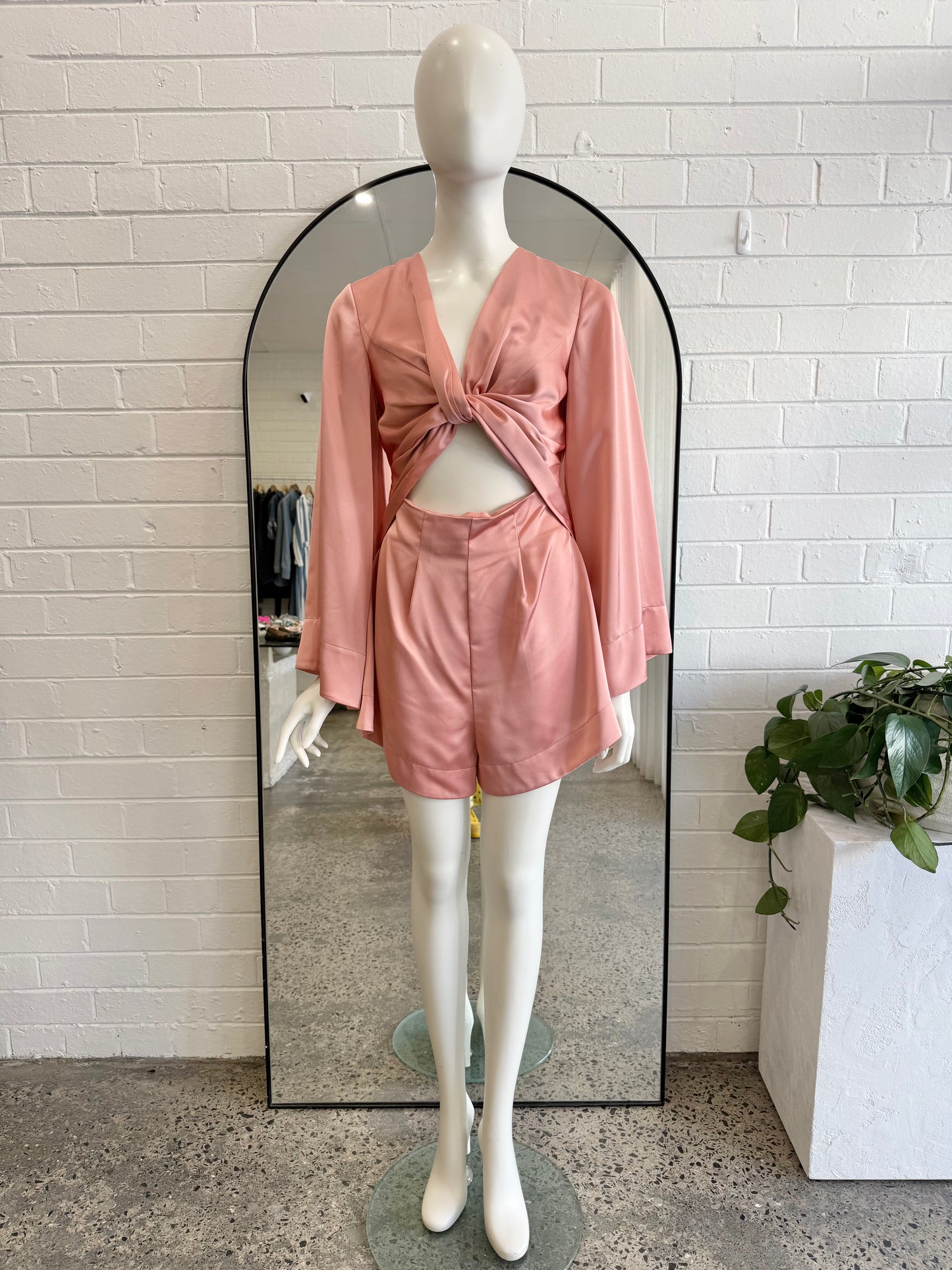 Significant Other Peach Satin Jumpsuit - Size 8