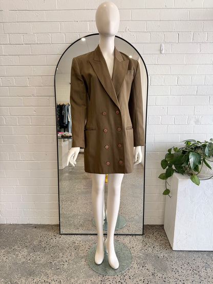Vintage Matthew Eager Khaki Blazer Dress - Size 10