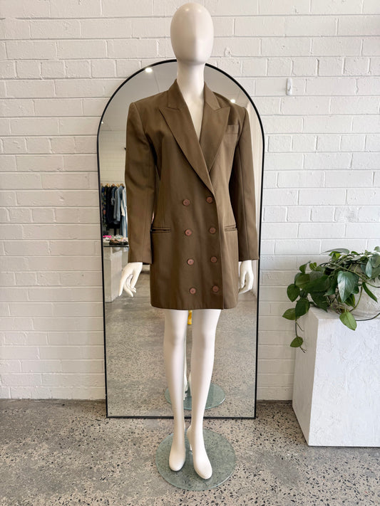 Vintage Matthew Eager Khaki Blazer Dress - Size 10