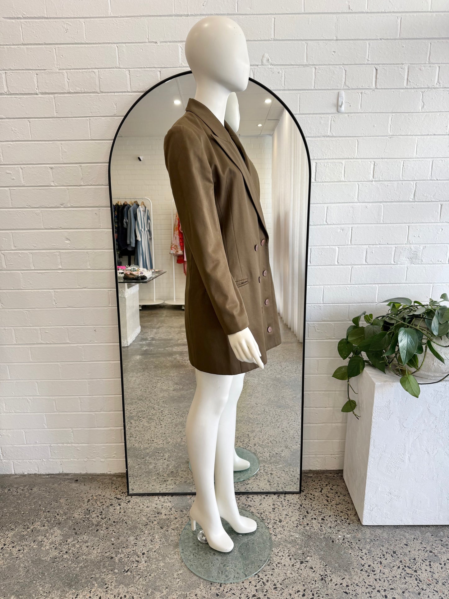 Vintage Matthew Eager Khaki Blazer Dress - Size 10