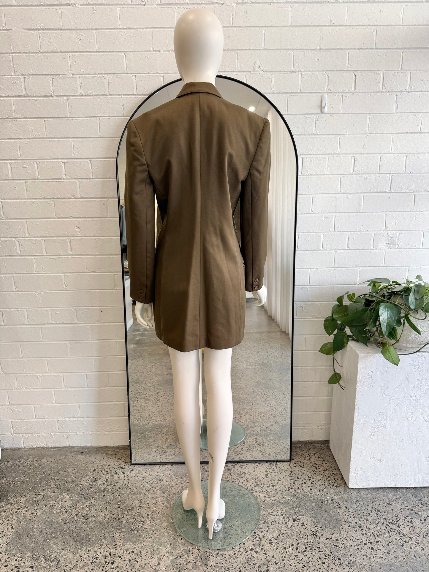Vintage Matthew Eager Khaki Blazer Dress - Size 10