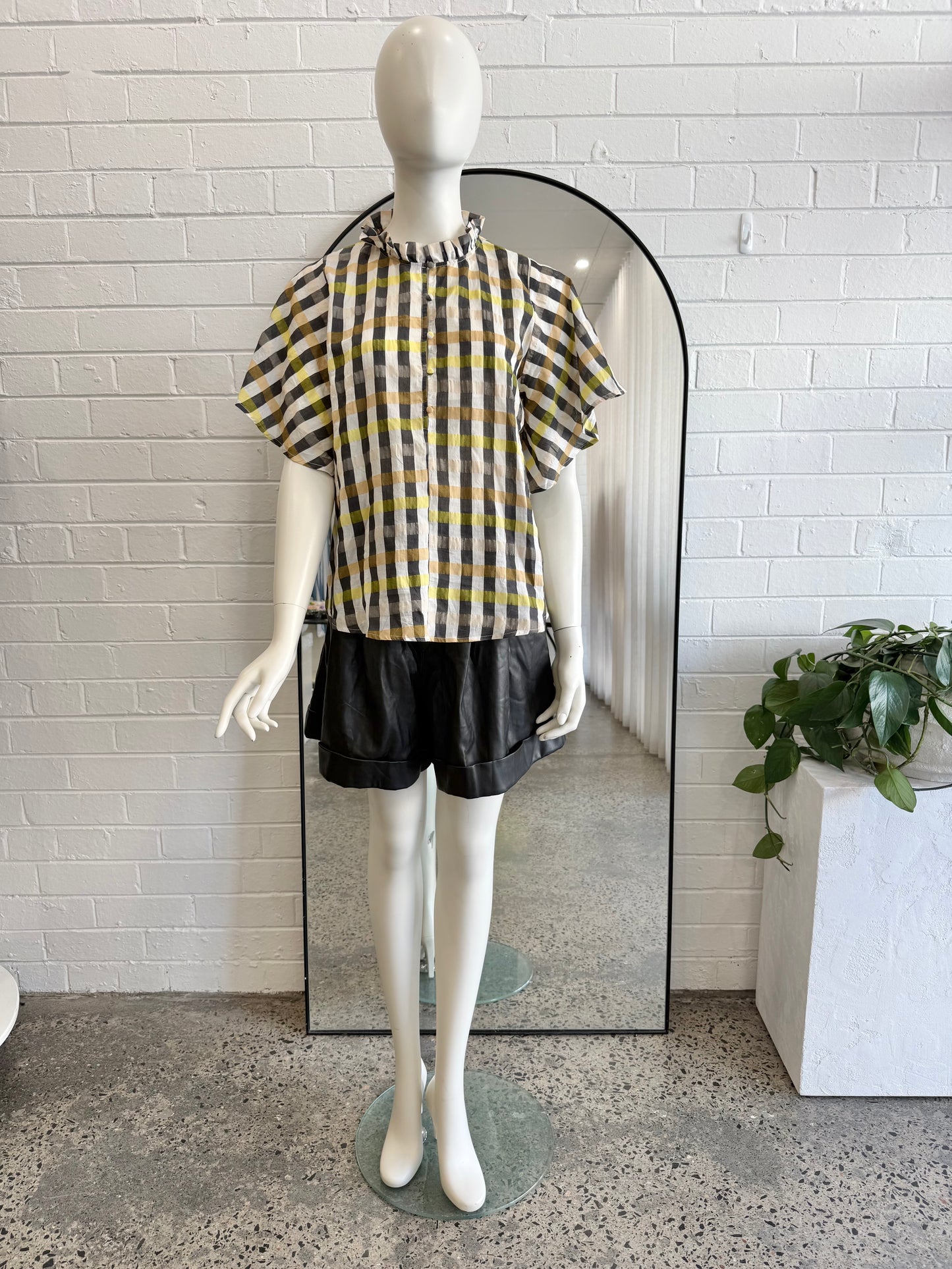 Zoe Kratzmann Yellow Check Blouse - Size 2 (10)