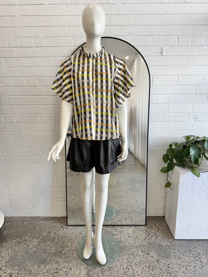 Zoe Kratzmann Yellow Check Blouse - Size 2 (10)