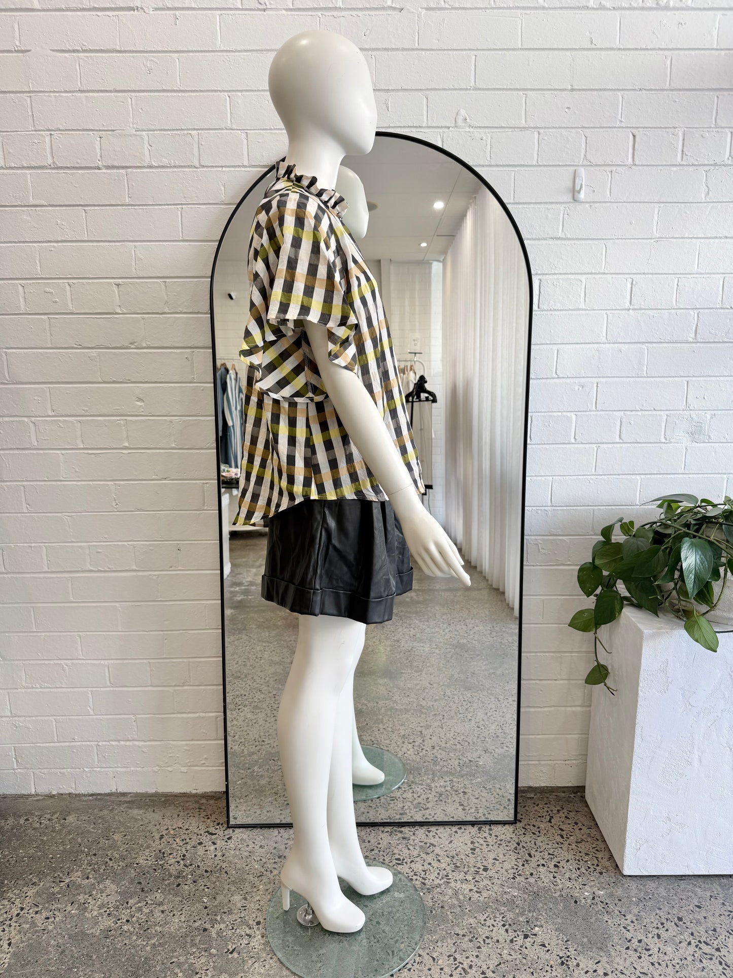 Zoe Kratzmann Yellow Check Blouse - Size 2 (10)