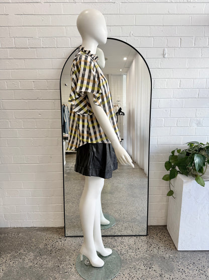 Zoe Kratzmann Yellow Check Blouse - Size 2 (10)