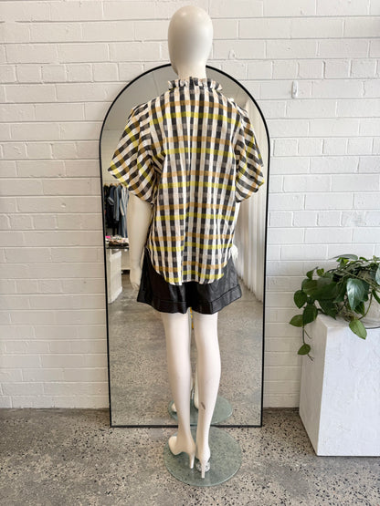 Zoe Kratzmann Yellow Check Blouse - Size 2 (10)