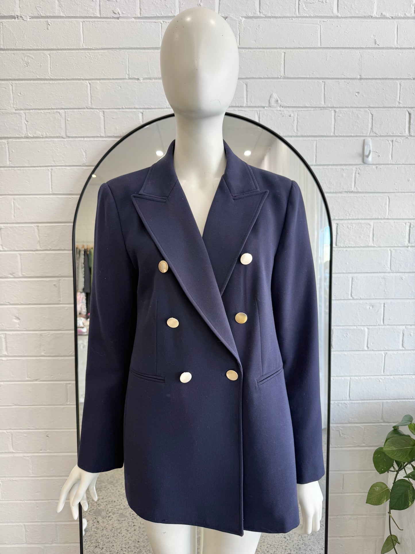 Witchery Navy Double Breasted Blazer - Size 12