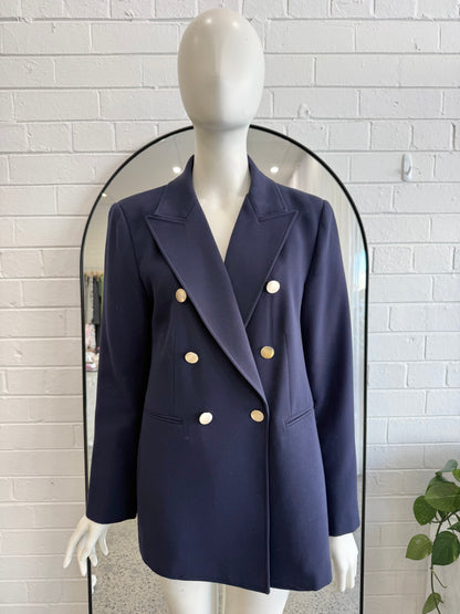 Witchery Navy Double Breasted Blazer - Size 12