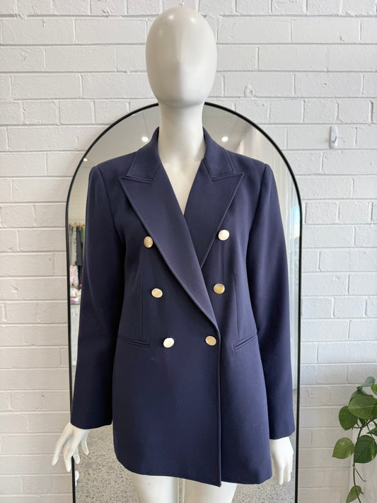 Witchery Navy Double Breasted Blazer - Size 12