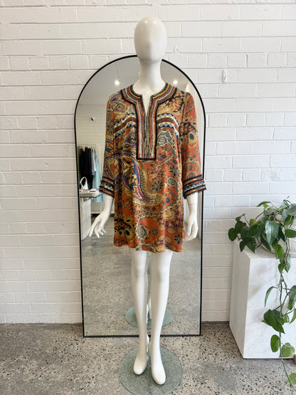 Vintage Easton Pearson Silk Tunic Midi Dress - Size 14