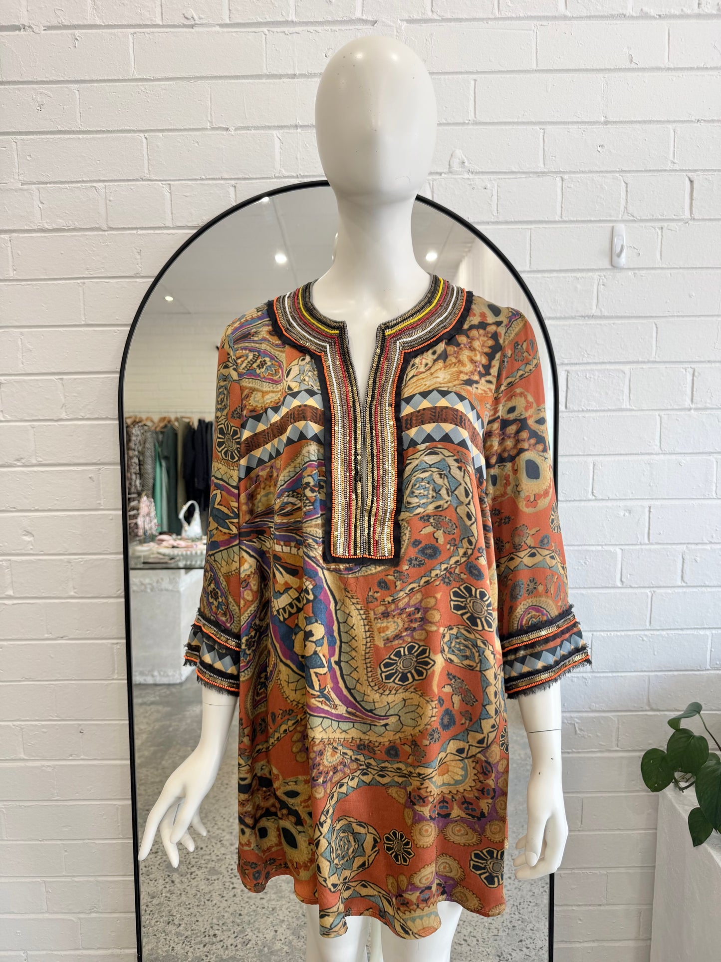 Vintage Easton Pearson Silk Tunic Midi Dress - Size 14