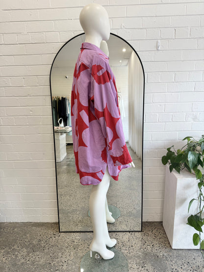 Marimekko Red and Purple Heitto Unikko Shirt - Size 46 (16 - 20)