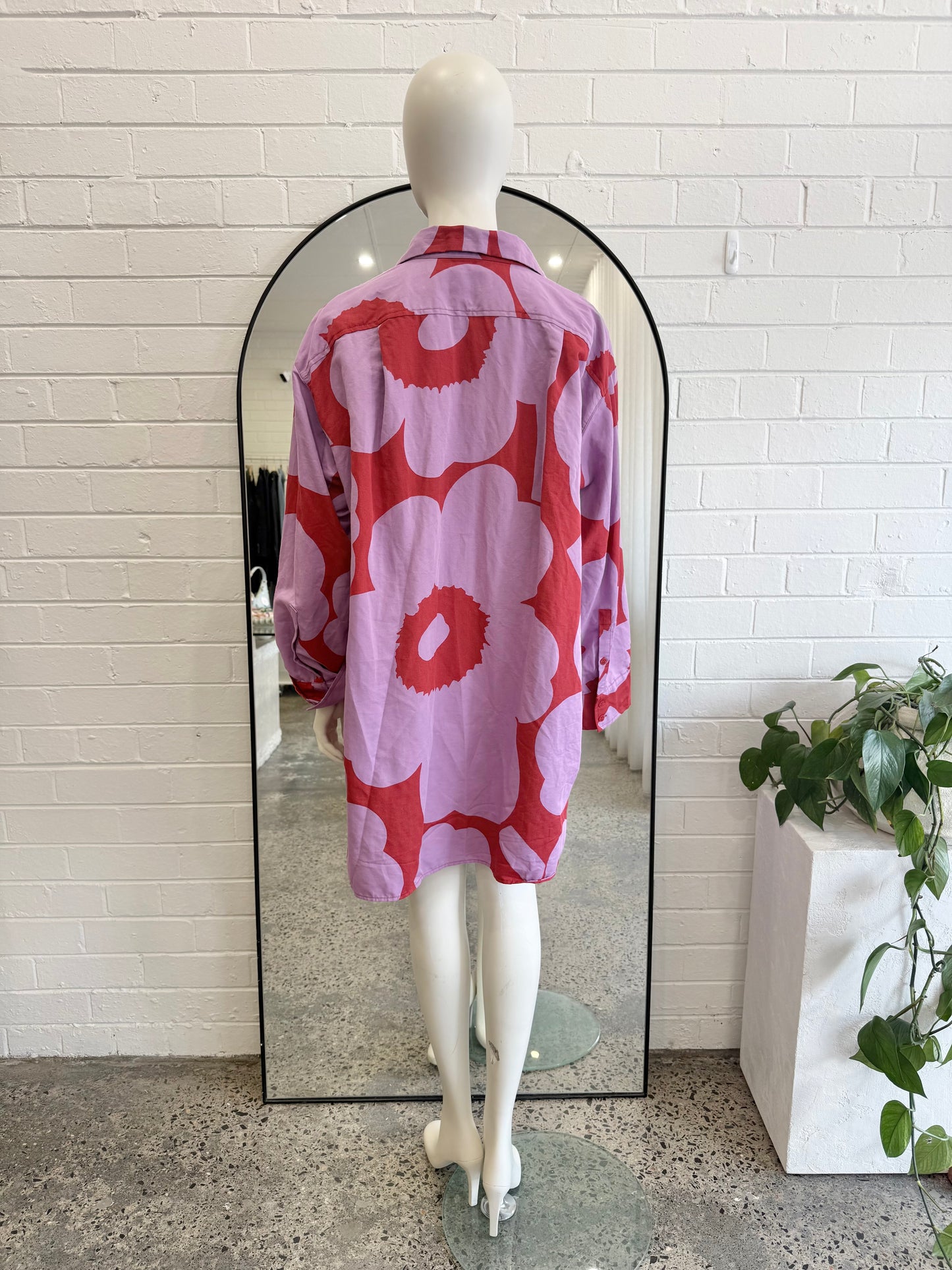 Marimekko Red and Purple Heitto Unikko Shirt - Size 46 (16 - 20)
