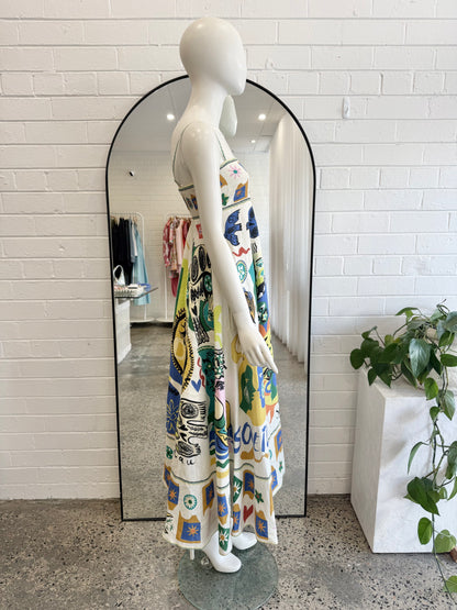 Alemais White Soleil Linen Midi Dress - Size 10
