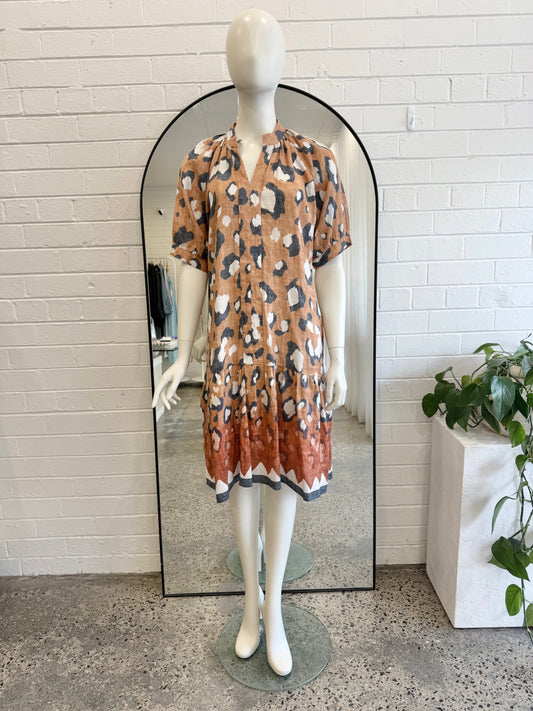 Dream The Label Taylor Cheetah Midi Dress - Size 2 (10)