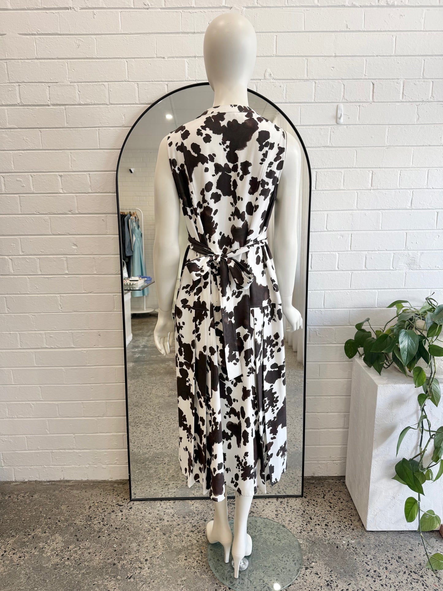 Country Road White Cow Print Shirt Dress - Size 12