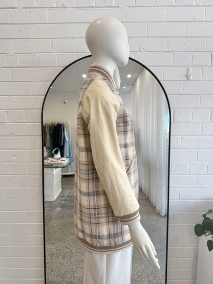 Vintage Chloe Pastel Plaid Bomber Jacket - Size 34 (6 - 8)