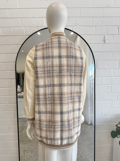 Vintage Chloe Pastel Plaid Bomber Jacket - Size 34 (6 - 8)