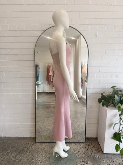 Mossman Asymetric Shoulder Midi Dress in Pink - Size 8