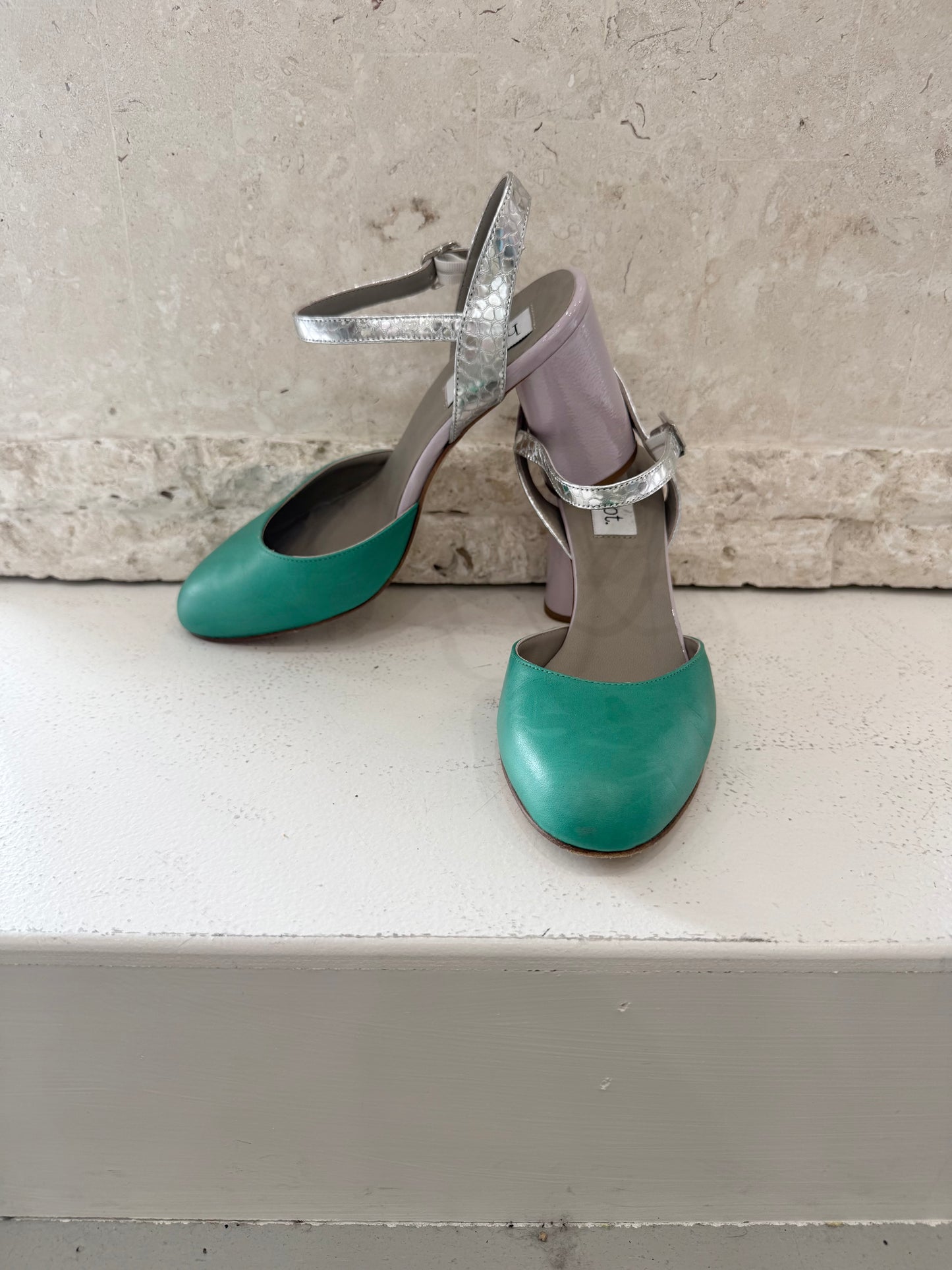 Habbot Multicolour Custo Block Heel - Size 40
